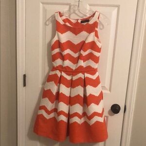 The Limited Chevron Dress in Orange and White